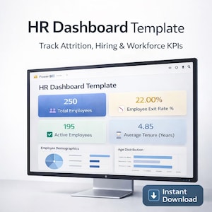 Modèle de tableau de bord RH Power BI | Analyse de la main-d'oeuvre et rapport sur les KPI des employés