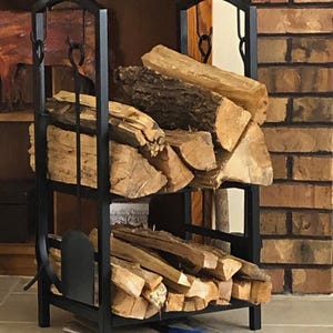 5-Piece Indoor Outdoor Firewood Storage Rack | Firewood Holder | Wood Storage | Firewood Carrier | Garden Decor | Christmas Gift