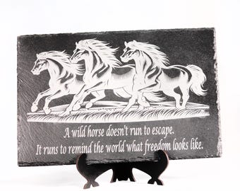 Slate Cheese tray with 4 coasters/ Horses