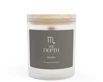 Vela del zodiaco Escorpio para bebé • Vidrio esmerilado, mecha de madera • Regalo para mamá primeriza