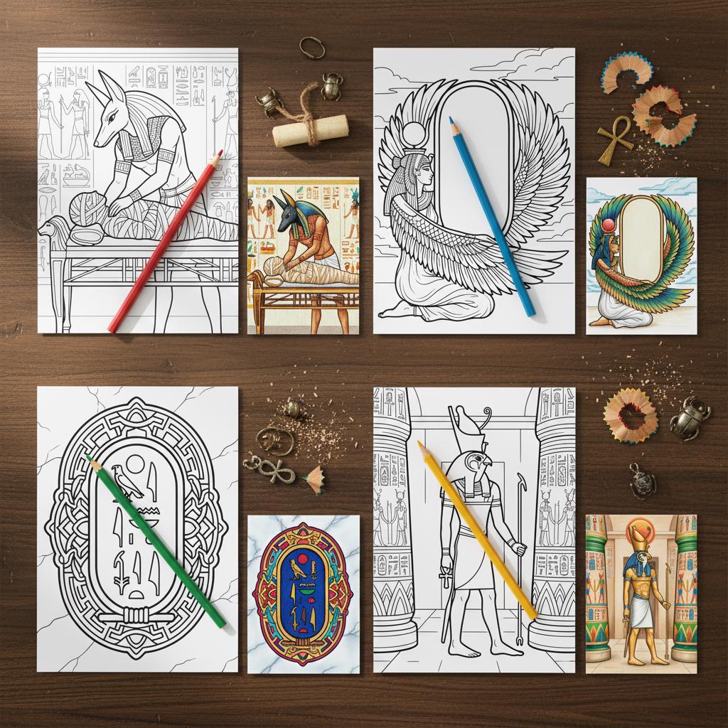 Egyptian Hieroglyphs Coloring Pages for Adults - Ancient Egypt Gods ...