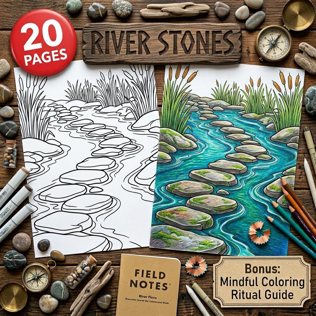Stone Pattern Coloring Pages River Stones Coloring Pages for Adults, 20 Printable A4 Designs PDF ...