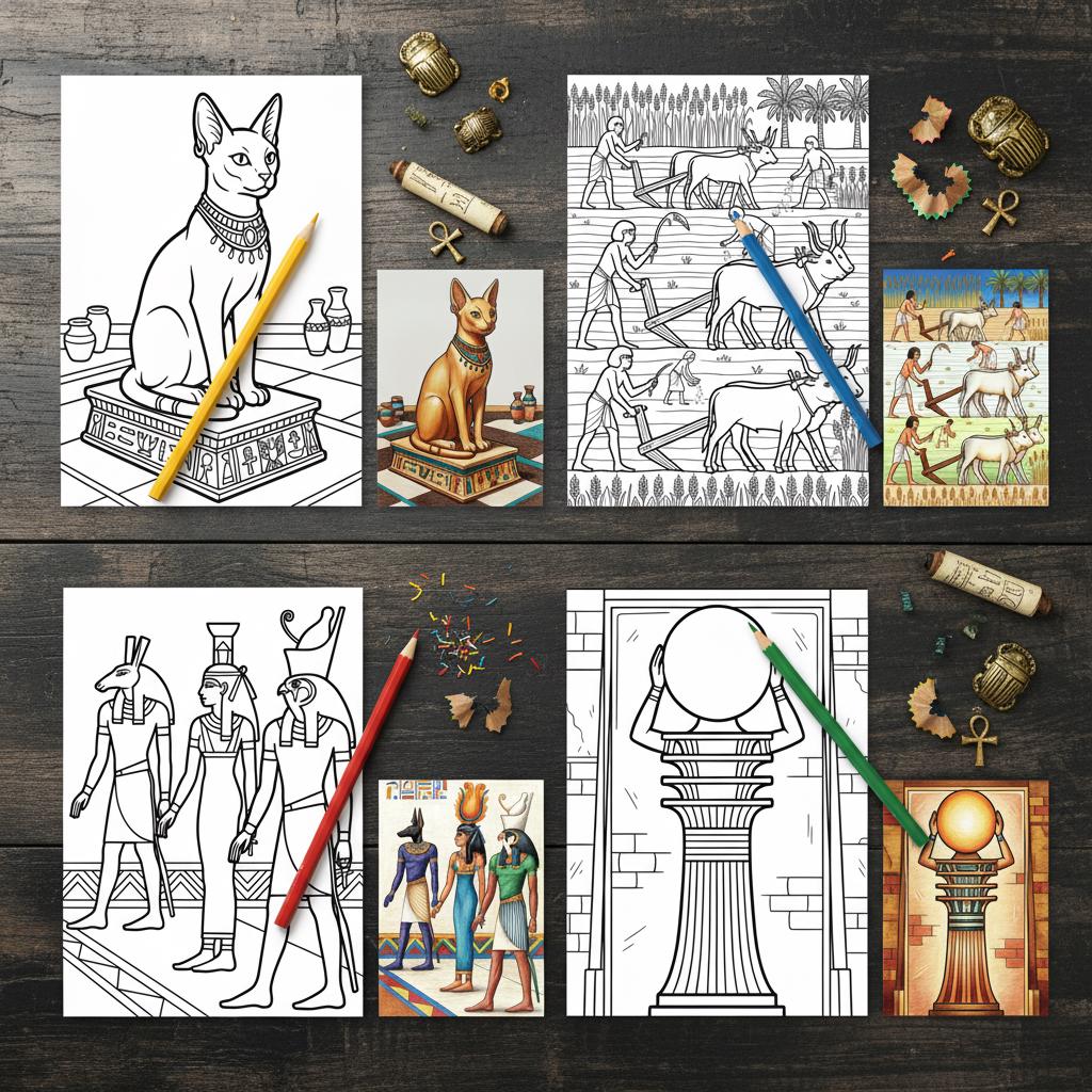 Egyptian Hieroglyphs Coloring Pages for Adults - Ancient Egypt Gods ...