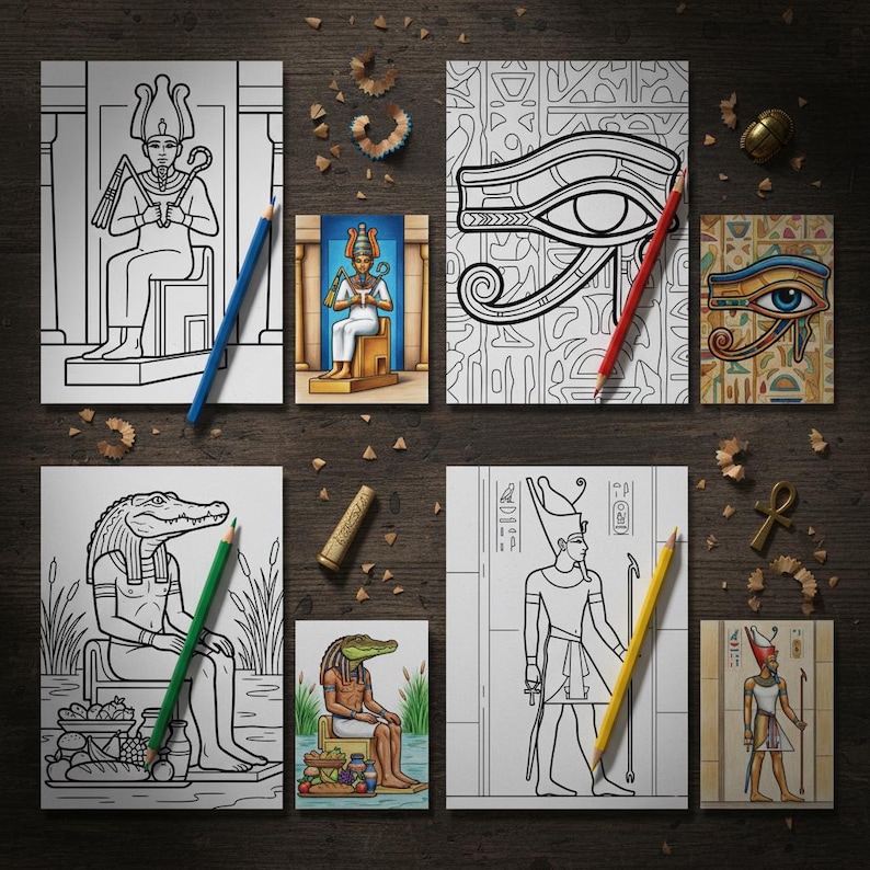Egyptian Hieroglyphs Coloring Pages for Adults - Ancient Egypt Gods ...