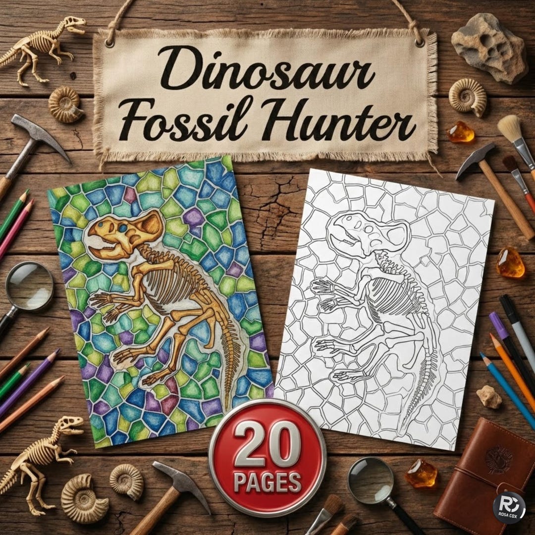 Dinosaur Coloring Book for Kids and Adults | Fossil Excavation ...