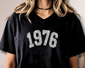 1976 Rhinestone Shirt, 50th Birthday Shirt Women, Vintage 1976 Shirt, Born in 1976 Shirt, 50 Years Old Gift, Birthday Outfit, 1976 Birthday