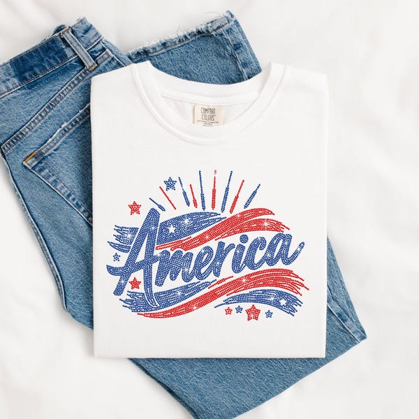 America 1776 2026 Rhinestone Shirt, USA 250 Shirt, Patriotic Bling Shirt, Fourth of July Shirt, Independence Day Shirt, America Anniversary