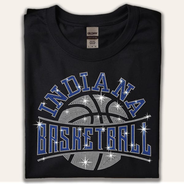 Indiana Basketball Rhinestone Shirt, Sparkly Game Day T-Shirt Hoodie Sweatshirt Tank Top V-Neck, Bling Basketball Fan Apparel Gift for Women