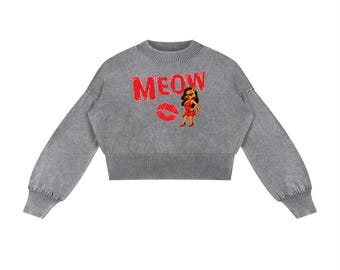 Pull court à manches ballon au délavage minéral