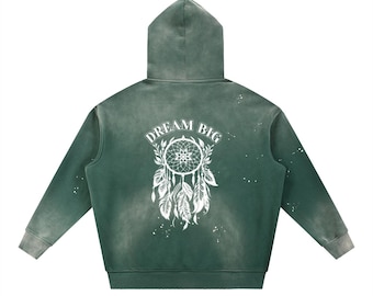 Sweat à capuche vintage en molleton délavé Dream Big