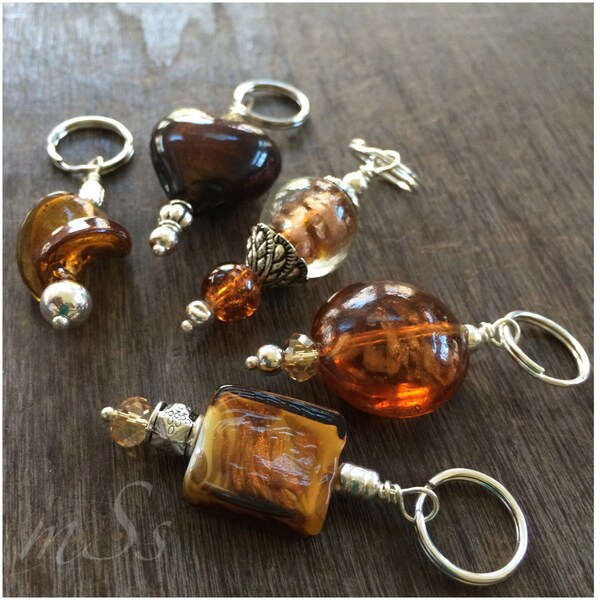 Snag Free Ornate Glass Stitch Markers Set of 5