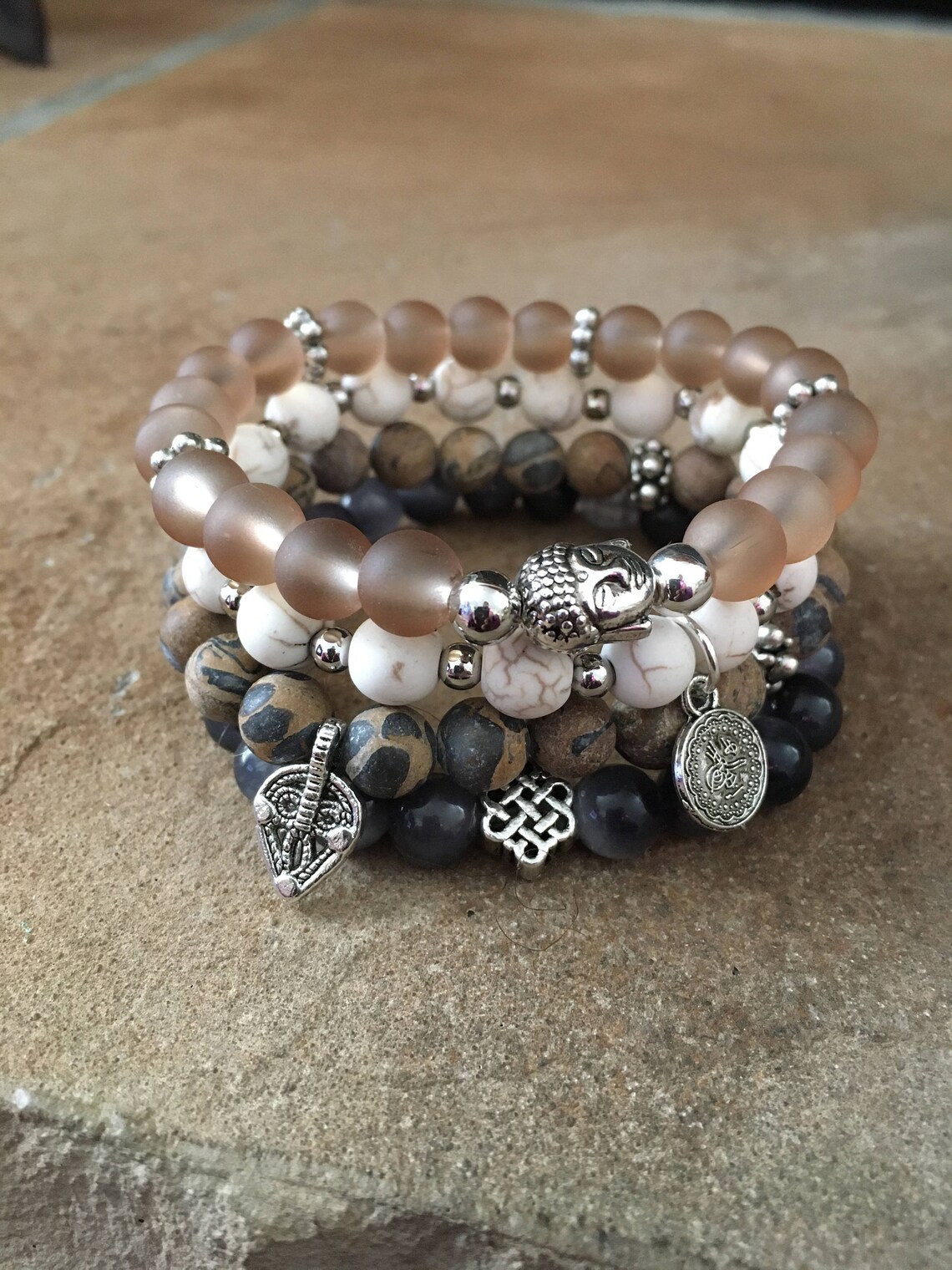 Gemstone Braceletsbeadedbracelet Setstretchbohemian Etsy