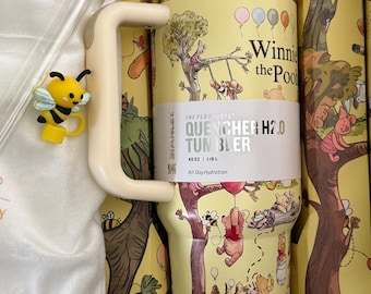 Vaso de Winnie the Pooh de 40 oz / Lindo Stanley / Taza de viaje con aislamiento / Regalo para San Valentín, Día de la Madre, Navidad / Acero inoxidable