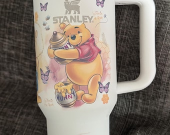 Vaso de Winnie the Pooh de 40 oz / Lindo Stanley / Taza de viaje con aislamiento / Regalo para San Valentín, Día de la Madre, Navidad / Acero inoxidable