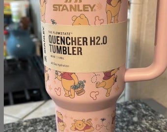 Vaso térmico de Winnie the Pooh de 1,2 litros (40 oz) / Rosa claro / Taza de viaje aislante / Regalo ideal para San Valentín, Día de la Madre o Navidad / Acero inoxidable