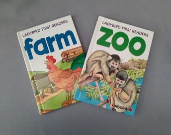 Ladybird First Readers - Farm and Zoo - 1990s Early Learning and Pre-Reading Books