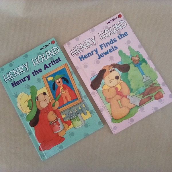 Henry Hound Vintage Ladybird Books The Artist and Henry Finds the Jewels - Alton Towers Mascot - 1st Ed Glossy Covers