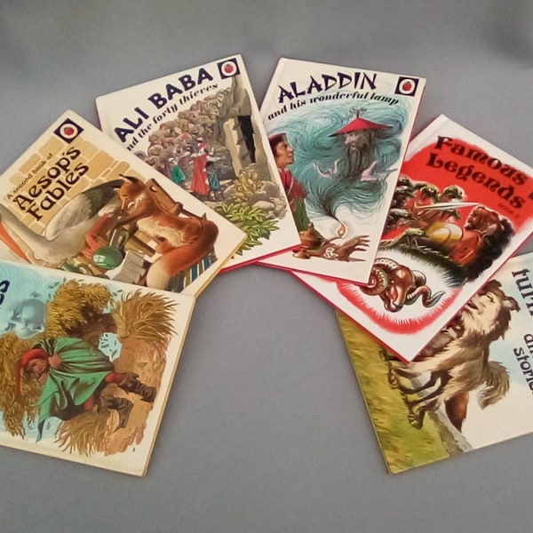 Classic Fables and Legends Vintage Ladybird Books - Aesop's Fables, Aladdin, Ali Baba, Famous Legends, The Fox turned Wolf - 80s 90s Glossy