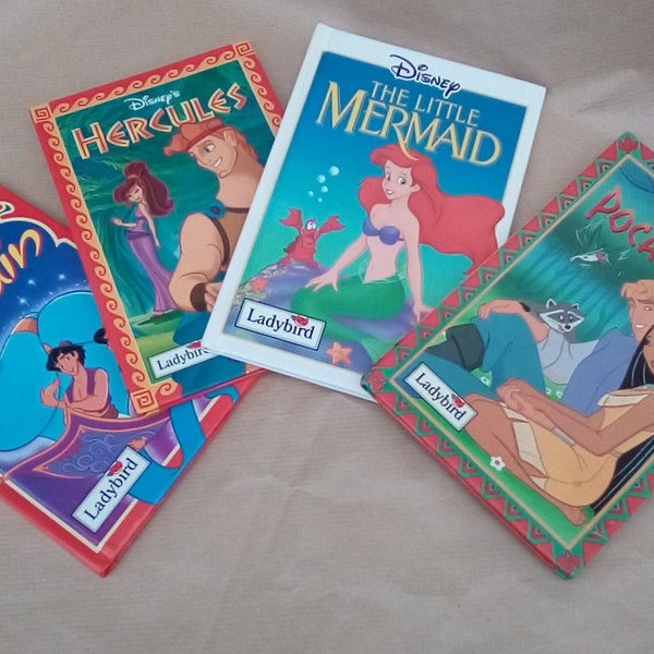 Disney's Little Mermaid, Mulan, Pocahontas & Aladdin Vintage Ladybird Disney Books - Series D207 Book of the Film - Glossy Covers