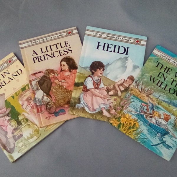 Vintage Ladybird Children's Classics Book Series 740 - Alice in Wonderland Wind in the Willows Heidi and Little Princess - Glossy Covers