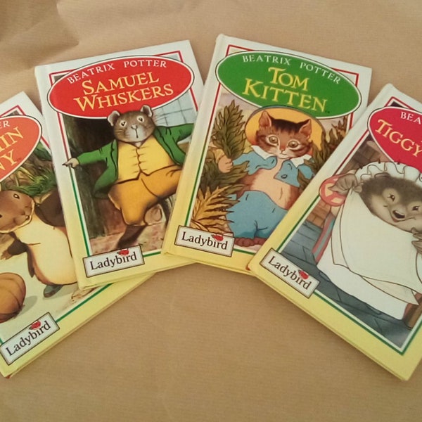 Beatrix Potter Vintage Ladybird Books - Samuel Whiskas Benjamin Bunny Tom Kitten Mrs Tiggy-Winkle - Glossy Covers