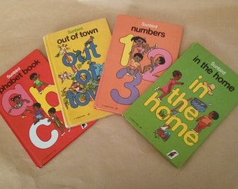 Ladybird Sunbird Books Series 792 - alphabet, out of town, numbers and in the home - Pre Reading and Very Early Reading