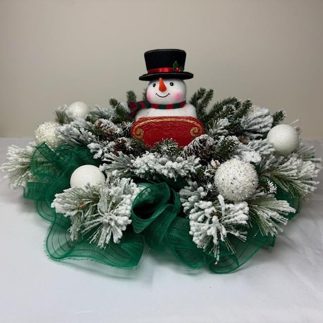Snowman Winter Wreath Centerpiece