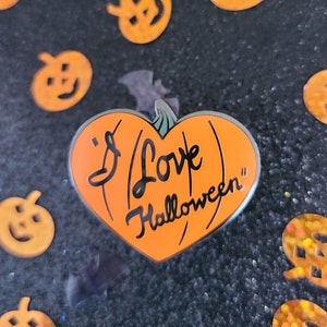 I Love Halloween Enamel Pin - Pumpkin Pin, Halloween Enamel Pin