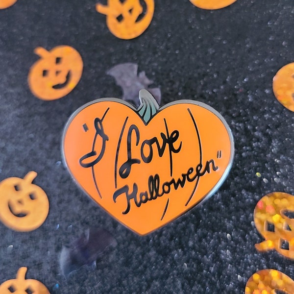 J'aime les épingles en émail d'Halloween - épingles citrouille, épingles en émail Halloween