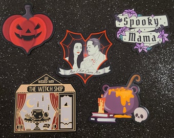Imanes espeluznantes - Imán de Halloween, Imán de calabaza, Imán de mamá espeluznante, Imán de bruja, Imán de la familia Morticia Addams, Cerveza de brujas
