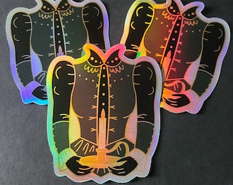 Victorian Girl Torso Holographic Vinyl Sticker - Spooky Sticker, Witch Sticker, Gothic Sticker, Candle