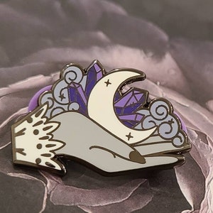 Witchy Moon, Crystals and Clouds Enamel Pin