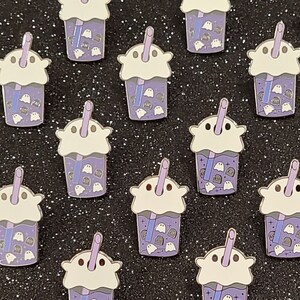 Ghost Boba Drink Enamel Pin