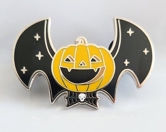 Mr. Bumpkin Enamel Pin - Halloween Pin, Spooky Pin, Bat Pin, Pumpkin Pin