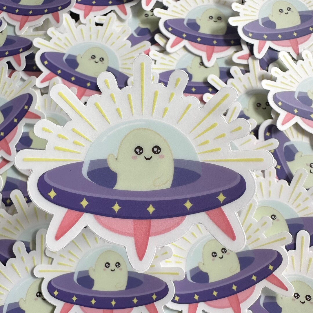 Flying Ghost Sticker Ghost UFO Vinyl Sticker - Clear Sticker - Etsy