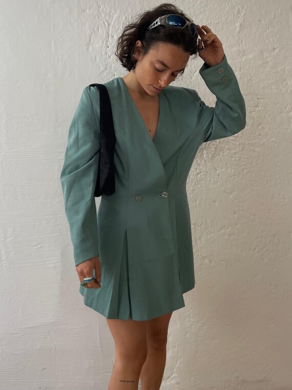 Kleid Vintage Blazer Dress M Long Jacket Style Womens Retro Elegant Layering Minimal Fashion