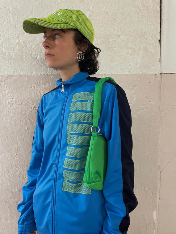 Puma, Jacke Puma Vintage Track Jacket Blau M Front Logo Retro Trainingsjacke Sportjacke 90s Sportswear Unisex Streetwear
