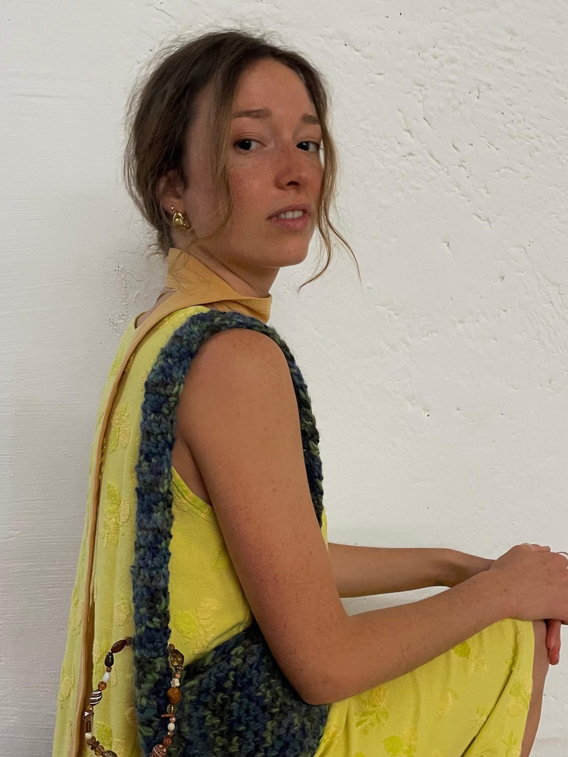 Vintage Kleid Vandy Pomelo Dress S Yellow Strappy Summer Dress Lemon Layering Womens Retro Minimal Y2K Style, foto 3 di 5