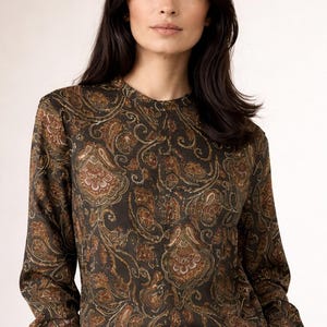 Vintage Blouse Patterned Shirt Long Sleeve – M