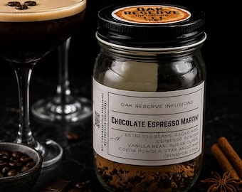 Chocolate Espresso Martini Infusion Jar | Vodka and Rum Cocktail Kit | 12oz