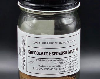 Chocolate Espresso Martini Infusion Jar | Vodka and Rum Cocktail Kit | 12oz
