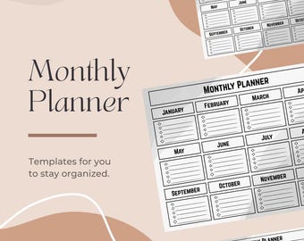 Minimalist Monthly Planner: 12-Month Printable Calendar (PDF Download)