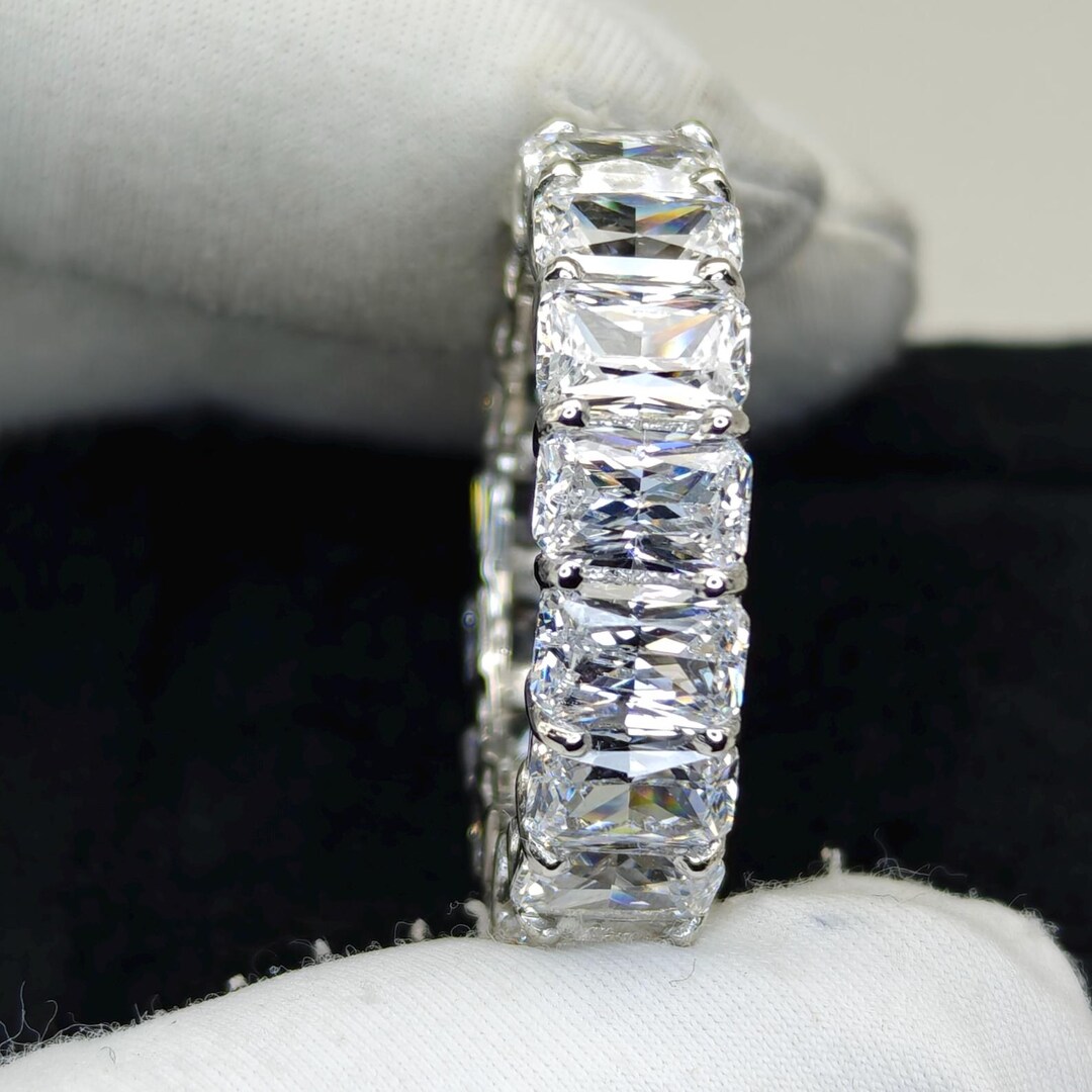 White CZ Eternity Band Ring | 925 Sterling Silver | Emerald Cut 4x6 Mm ...