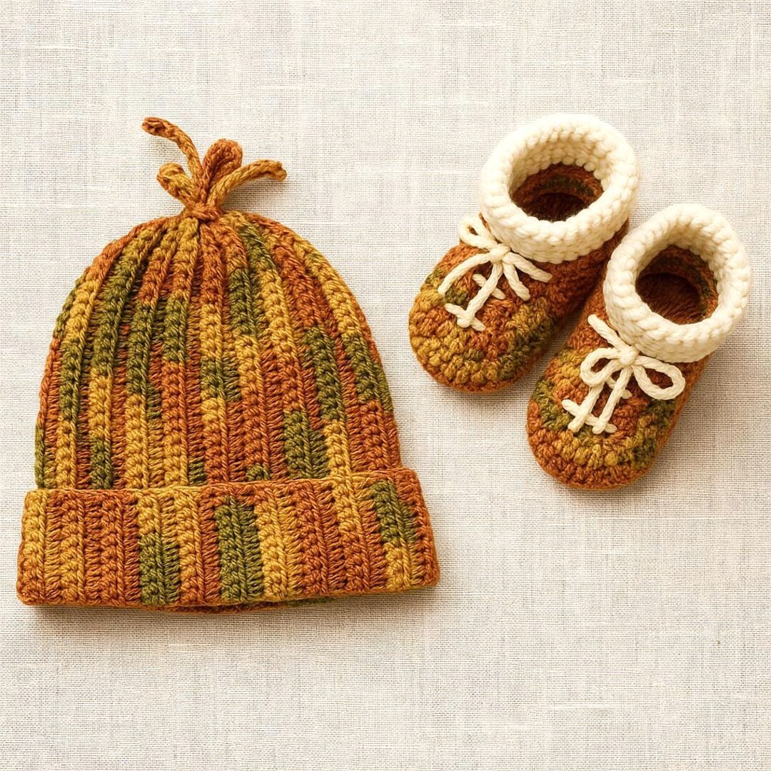 Easy Crochet Baby Hat and Booties Pattern, Unisex Winter Set (PDF ...