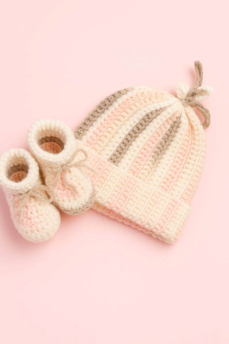 Easy Crochet Baby Hat and Booties Pattern, Unisex Winter Set (PDF ...