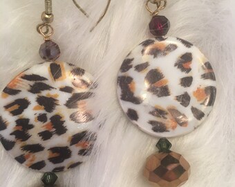 Animal Print Earrings with bronze beads ready to ship Affordable jewelry