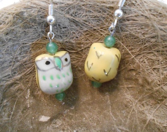 Cute little porcelain Owl earrings Ready to ship  Stocking stuffer