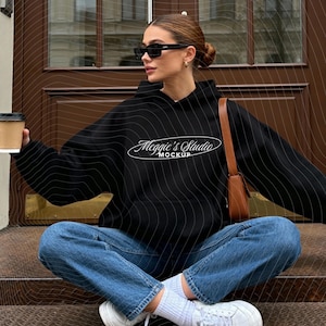 Gildan 18500 Black Hoodie Mockup: Aesthetic pinterest mockup (PNG Digital Download)