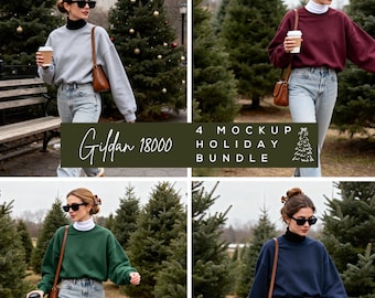 Gildan 18000 Sweatshirt Mockup : Christmas Sweatshirt Mockup Bundle (digital png)