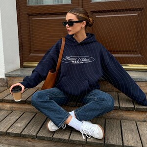 Gildan 18500 Navy Hoodie Mockup: Aesthetic pinterest mockup (PNG Digital Download)